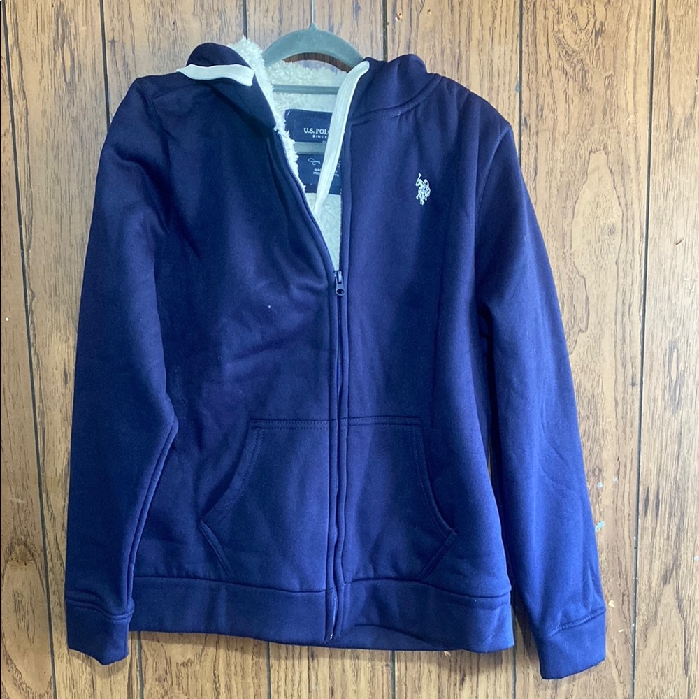 U.S. Polo Assn. Blue Zip-Up Hoodie with Contrasting Hood
